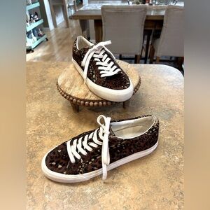 Madewell Sidewalk Calf Hair Low Top Animal Sneakers